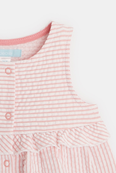 Gestreiftes Kleid aus geprägtem Stoff und Bloomer Rosa Geburt 2