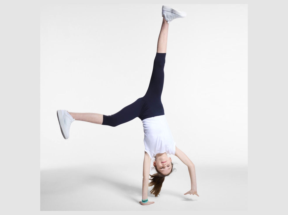 Kurze Leggings aus Jersey Blau Mädchen 1