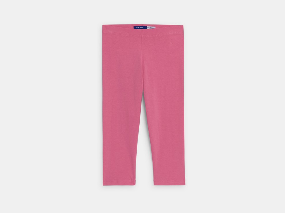 Legging court en jersey rose fille 1