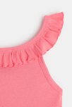 Camiseta de tirantes lisa con cuello de volantes rosa niña 2