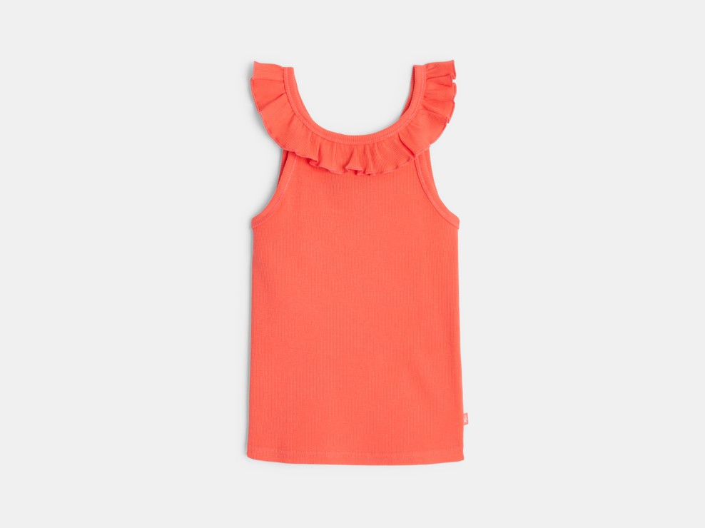 Einfarbiges Tanktop mit Rüschen Orange Mädchen 1
