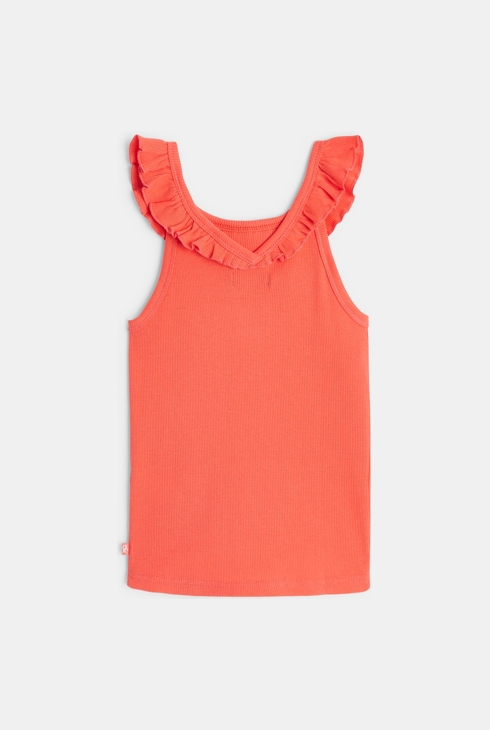 Einfarbiges Tanktop mit Rüschen Orange Mädchen