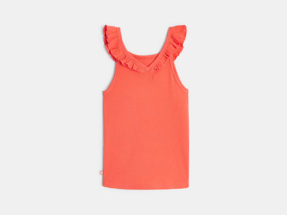 Einfarbiges Tanktop mit Rüschen Orange Mädchen 2