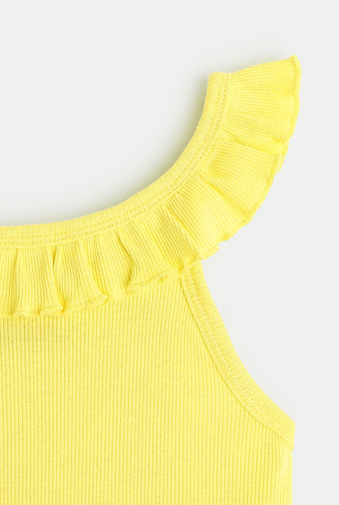 Einfarbiges Tanktop mit Rüschen Gelb Mädchen 2