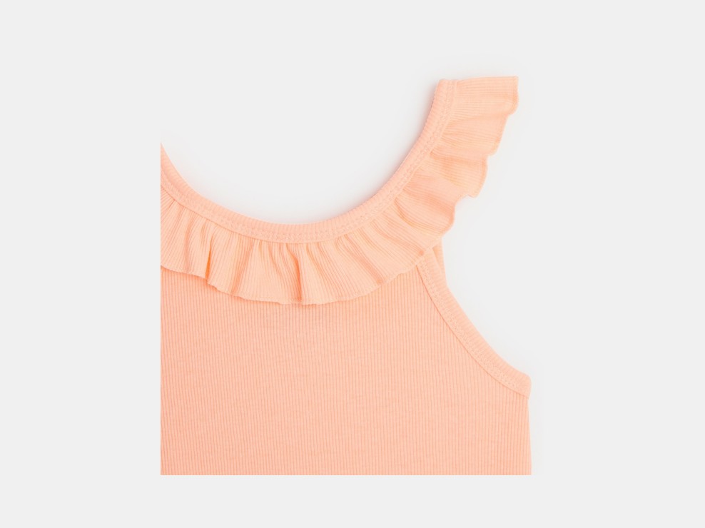 Débardeur uni à col volanté rose fille 2