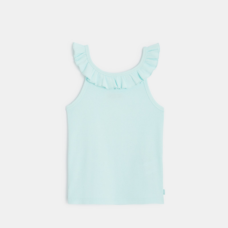 Einfarbiges Tanktop mit Rüschen Blau Mädchen