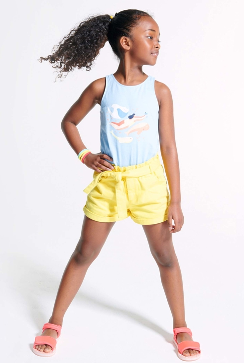 Majica brez rokavov s plavalnim hrbtnim izrezom Surfrider modra deklica 1