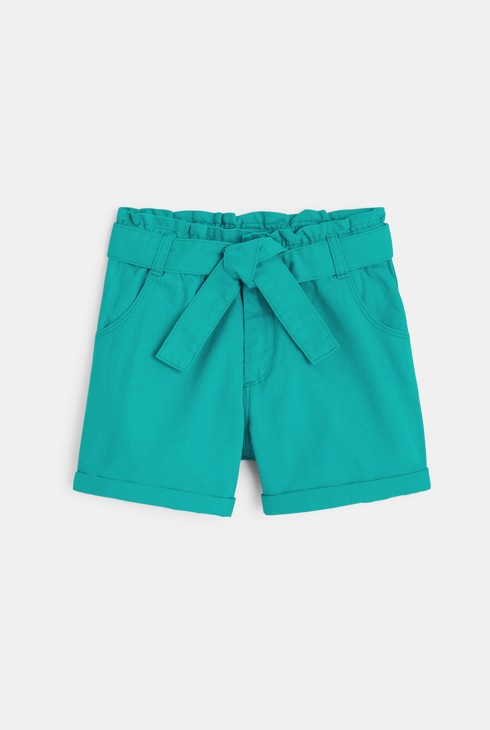 Kratke hlače s pasom iz enobarvnega platna zelena deklica 2