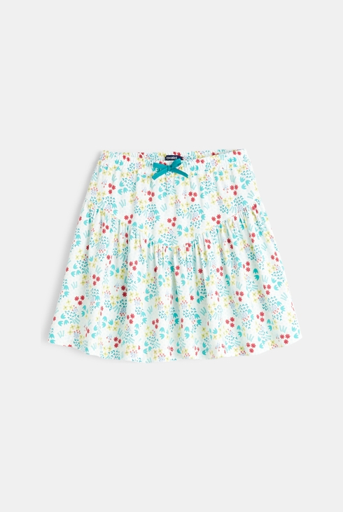 Široko krilo s potiskom cvetlic deklica 1