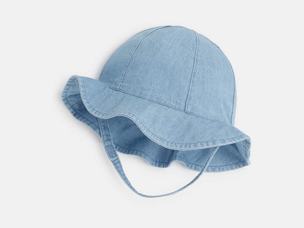 Chapeau de soleil en jean bleu bébé fille 2