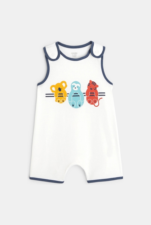 Kombinezon brez rokavov z motivom živali bela dojenček deček 1