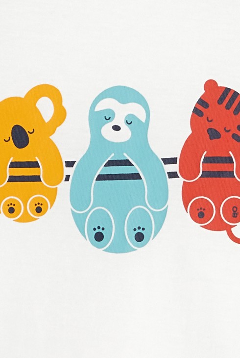 Kombinezon brez rokavov z motivom živali bela dojenček deček 2