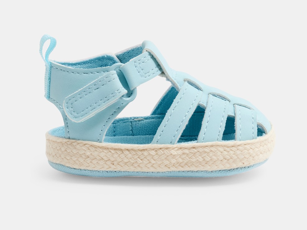 Sandale salomé en coton chambray bleues naissance 1