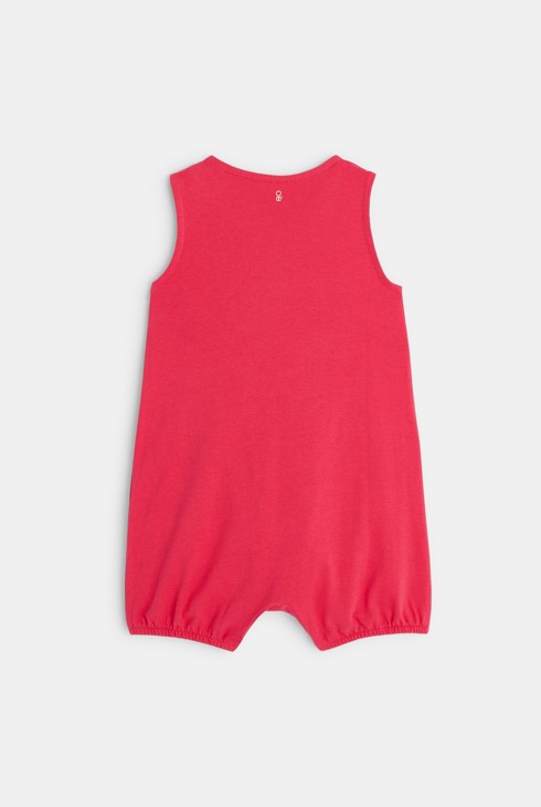 Kurzer Overall Vogel und Herz Rosa Baby Mädchen 2