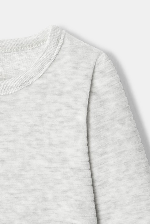 Pyjama en velours côtelé écru chiné naissance Absorba 2