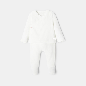 Pyjama cache-cœur en velours dévoré blanc naissance Absorba 1