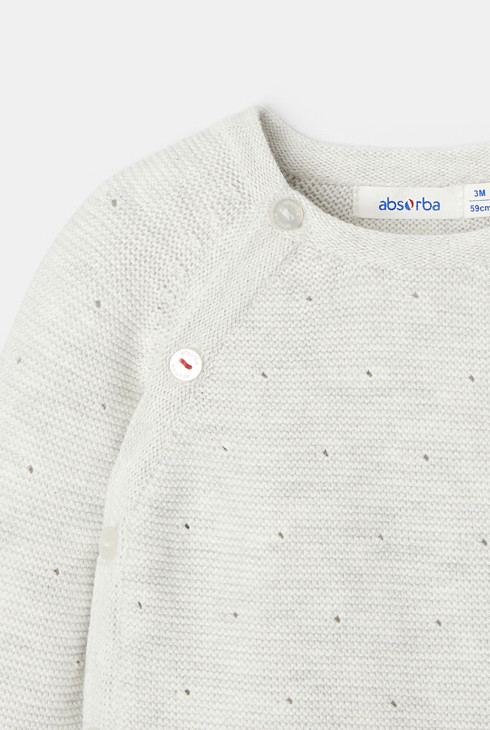 Gilet cache-cœur en tricot blanc naissance Absorba 2