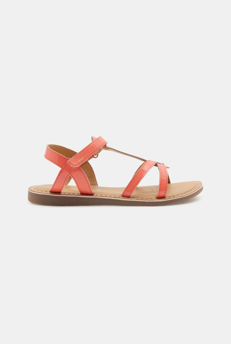 Sandales multibrides en cuir verni roses fille 1