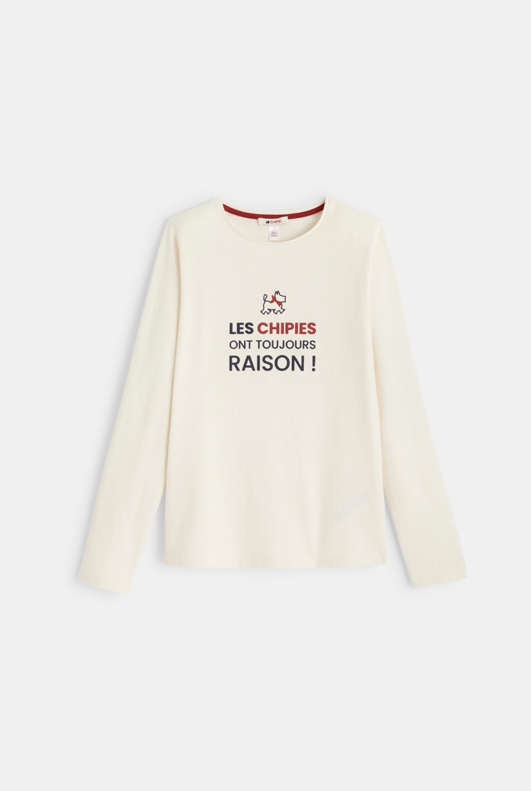 T-shirt à message Chipie blanc fille 1