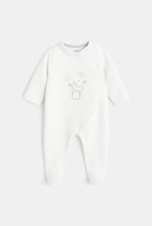 Cord-Strampler mit Mausmotiv Weiß Geburt 1