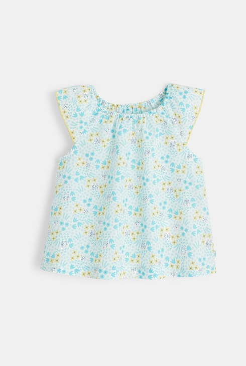 Poletna oblekica s cvetličnim potiskom zelena dojenček deklica 1