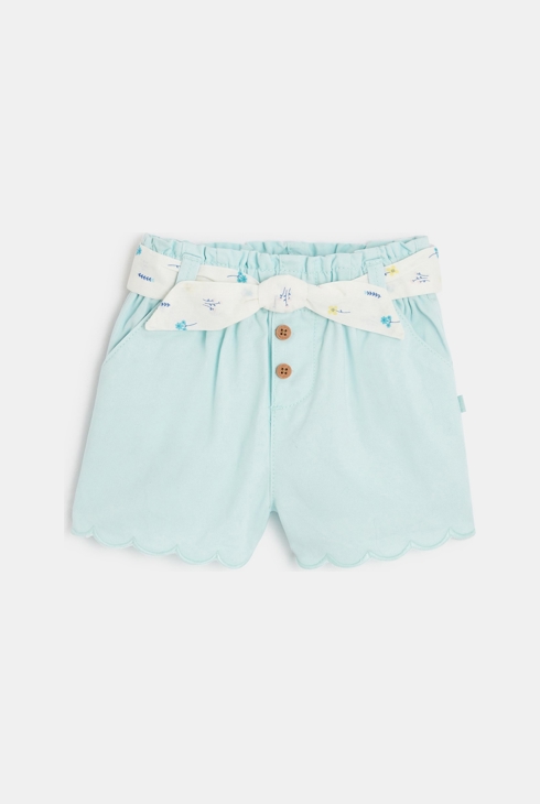 Kratke hlače iz twilla s pasom zelena dojenček deklica 1