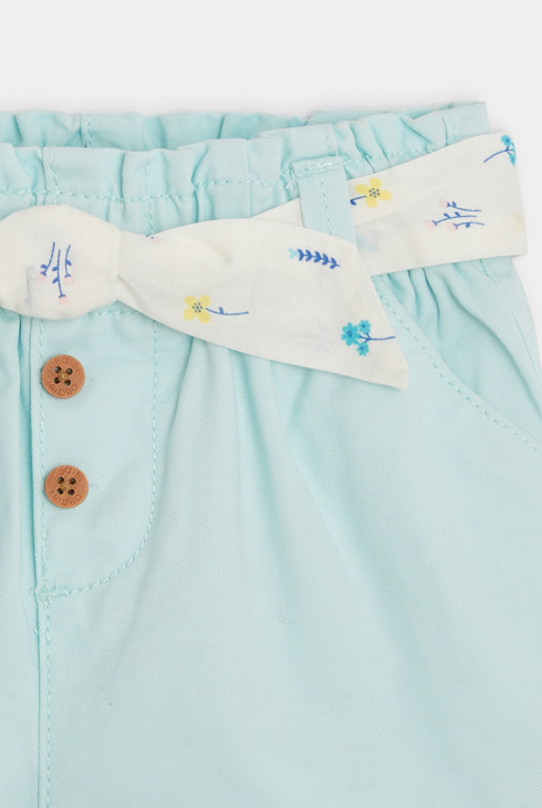 Kratke hlače iz twilla s pasom zelena dojenček deklica 2