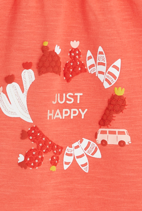 T-shirt froncé Just happy orange bébé fille