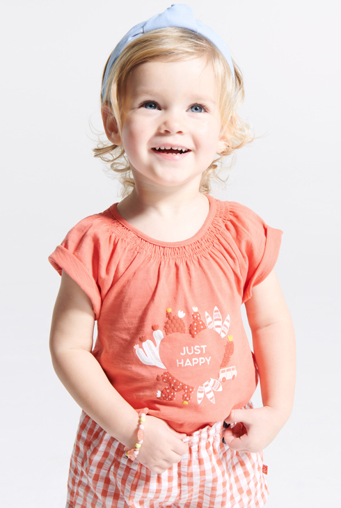 T-shirt froncé Just happy orange bébé fille 1