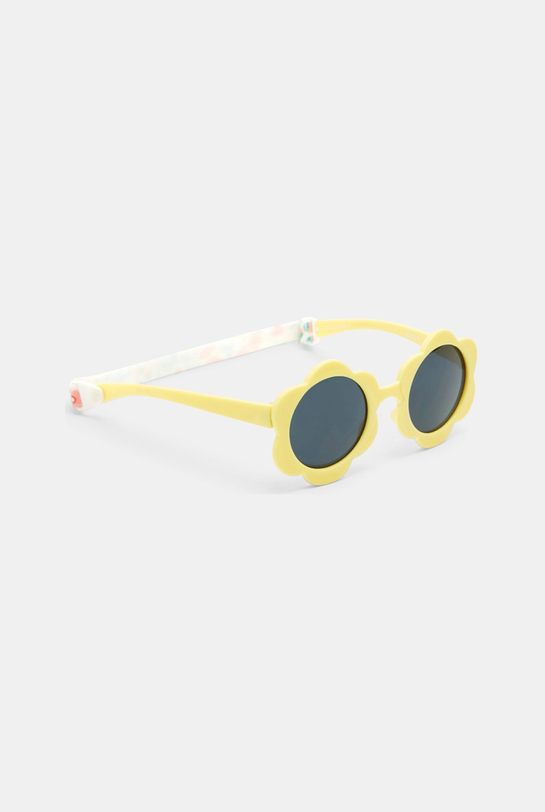 Lunettes de soleil cat. 4 fleurs jaune bébé fille 1