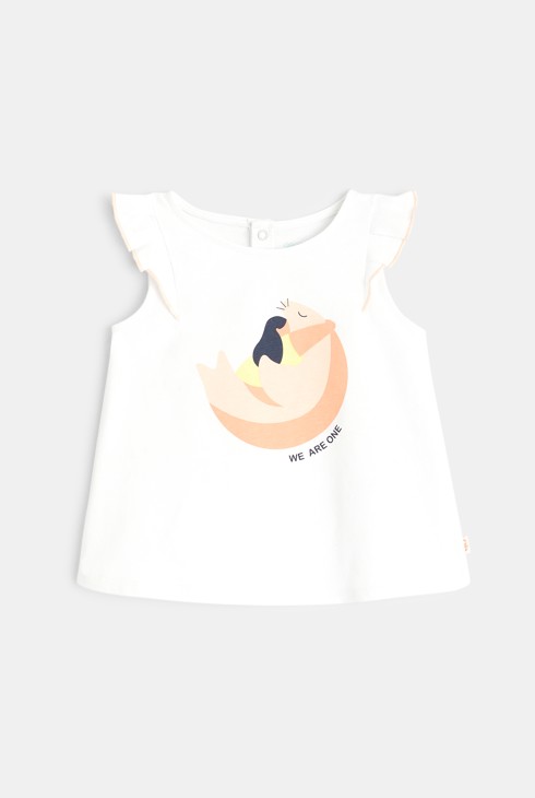 Majica brez rokavov z volančki in potiskom vider bela dojenček deklica 1