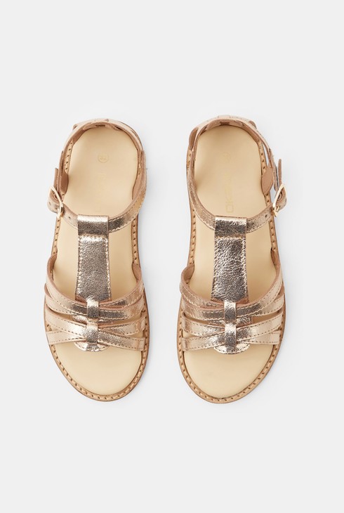 Sandale cuir à brides jaunes fille 2