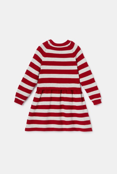 Robe-pull en tricot côtelé rouge bébé fille Absorba 2