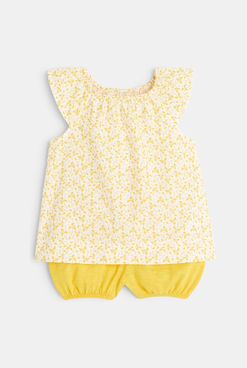 Bluza s palmami in kratke hlačke  rumena dojenček deklica 1