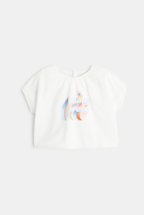 T-shirt ample à motif mer blanc bébé fille 1