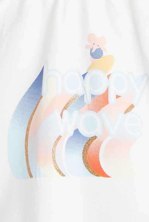 T-shirt ample à motif mer blanc bébé fille 2