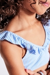 Maillot de bain 2 pièces rayé bleu fille 4