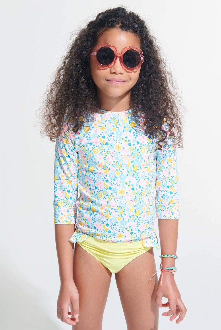 Bas de maillot de bain à volants jaune fille 1