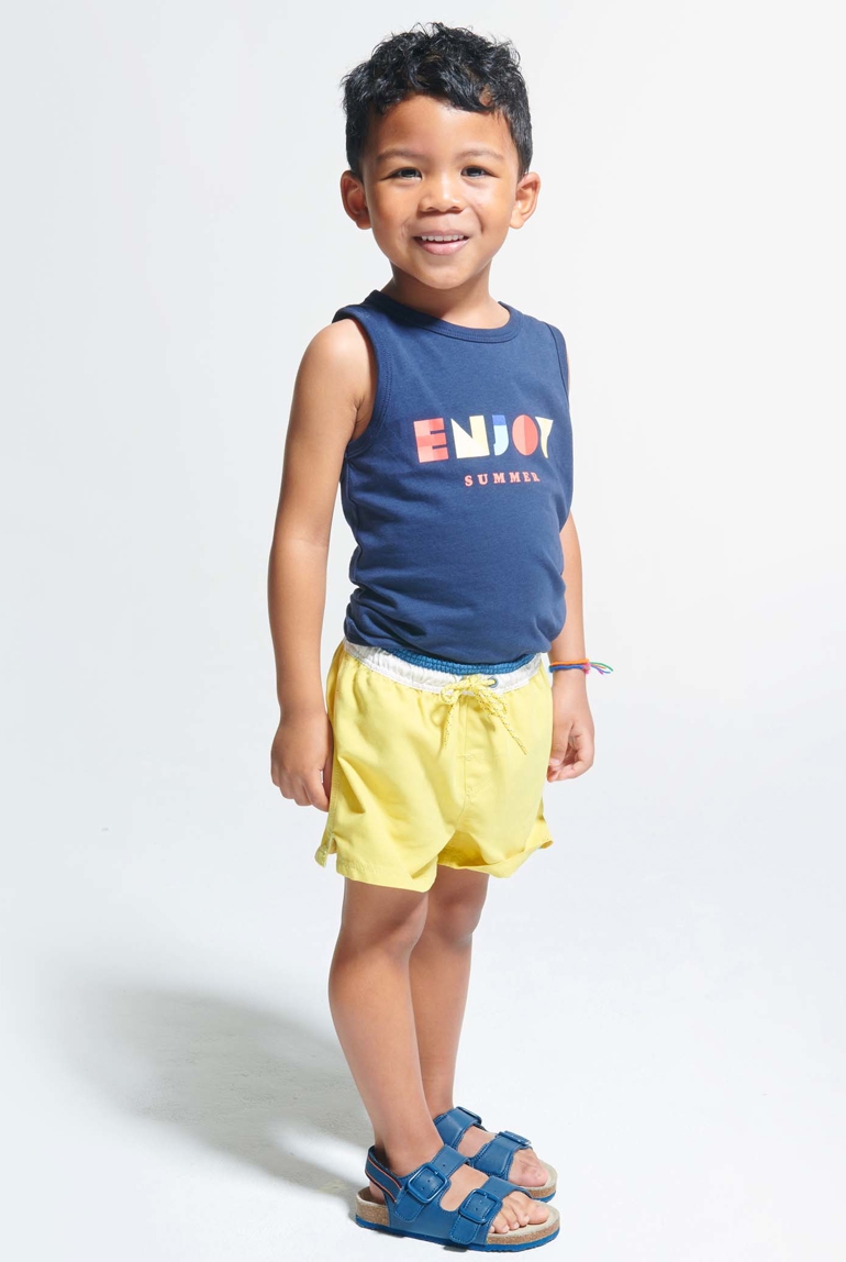 Short de bain uni jaune garçon 1