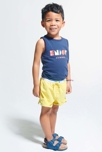 Short de bain uni jaune garçon 1