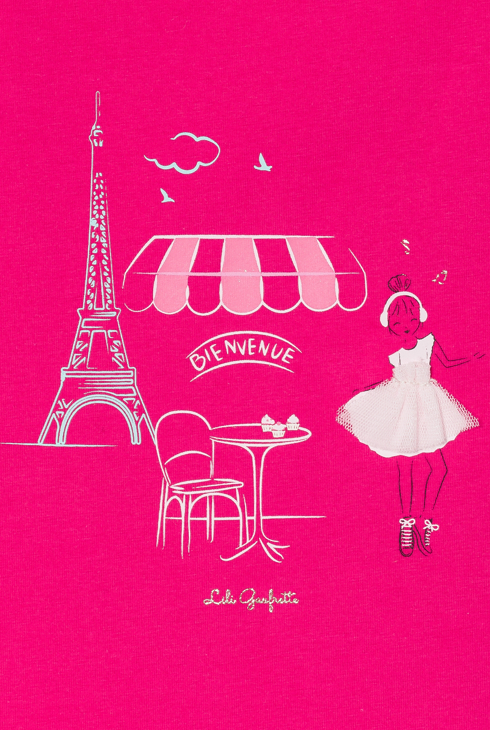 T-shirt crayonné rose manches courtes Lili Gaufrette fille
