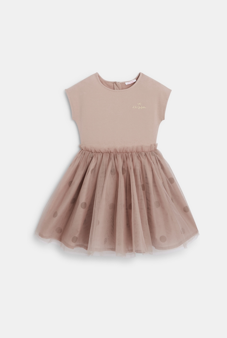 Robe bi-matière Lili Gaufrette blanco niña 1