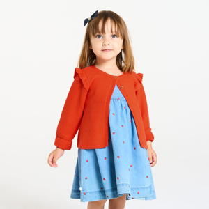 Oranje vest met volants en 2 knopen voor babymeisjes 1