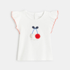 T-shirt volanté cerises blanc bébé fille