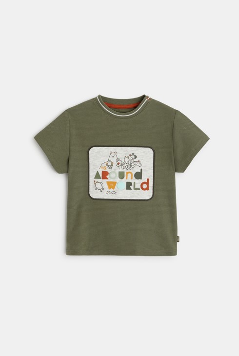 T-shirt fantasia animali del mondo verde bimbo 1