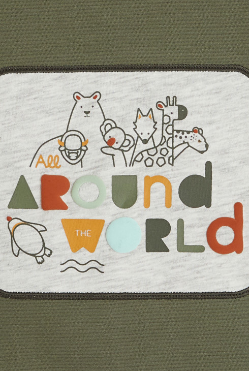 Originelles T-Shirt mit Tieren aus der ganzen Welt Grün Baby Jungen 2