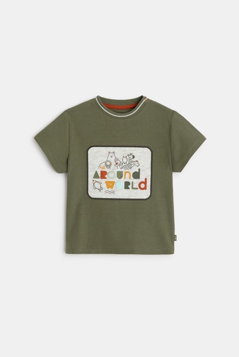 Originelles T-Shirt mit Tieren aus der ganzen Welt Grün Baby Jungen 2