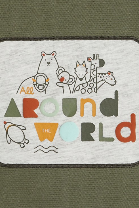 Originelles T-Shirt mit Tieren aus der ganzen Welt Grün Baby Jungen 2