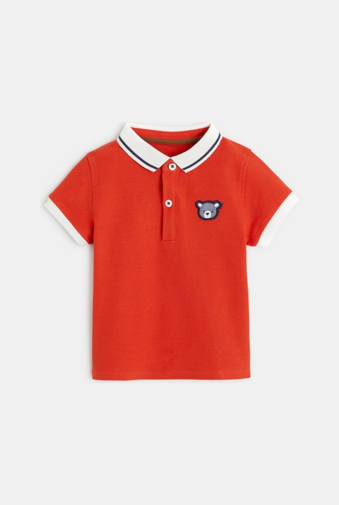 Prešita polo majica z medvedkom in miškami rdeča dojenček deček 1