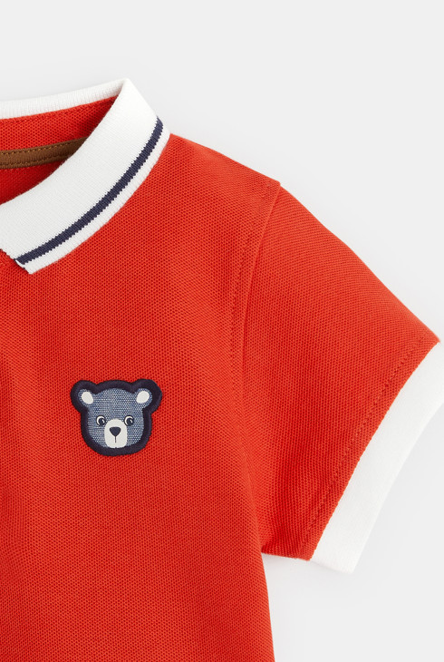 Prešita polo majica z medvedkom in miškami rdeča dojenček deček 2